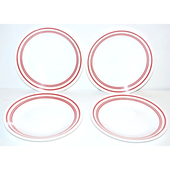 Corelle Vitrelle Classic Cafe Red 6 3/4” Bread & Butter Plate 4pc lot circles - Picture 1 of 6